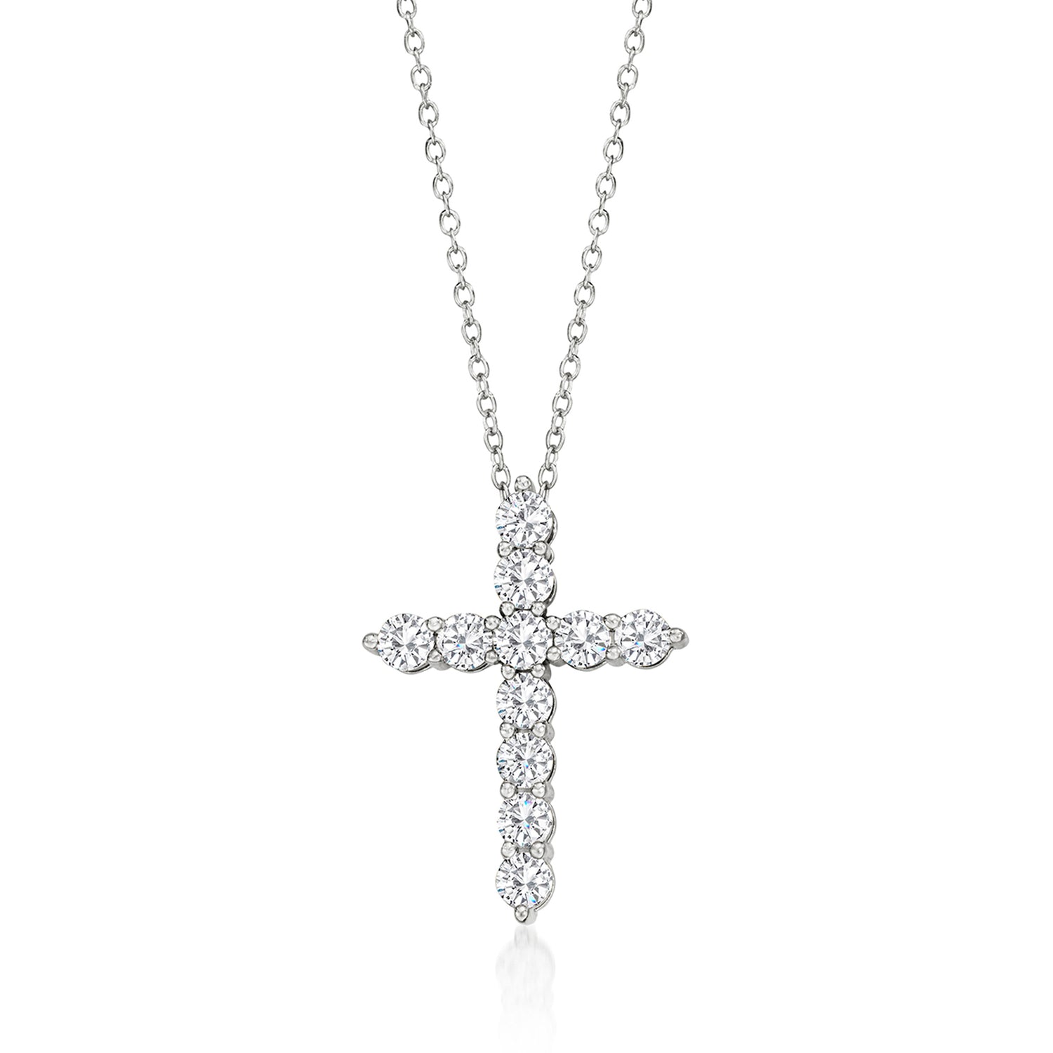 1.00 ct. t.w. Lab Grown Diamond Cross Pendant Necklace in Sterling Silver