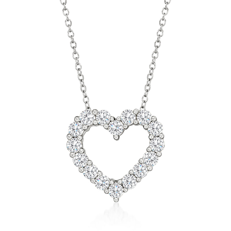Sterling silver heart pendant necklace with sparkling round diamond accents