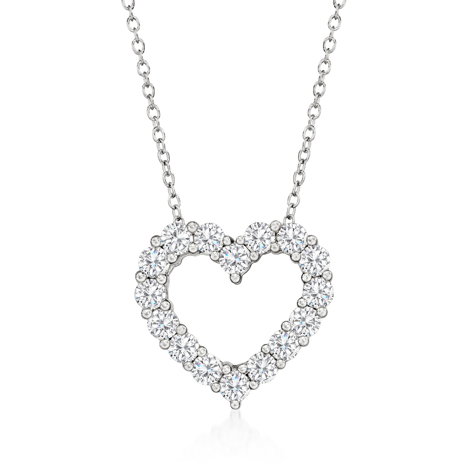Ross-simons 1.00 Ct. T.w. Lab Grown Diamond Heart Pendant Necklace In Sterling Silver