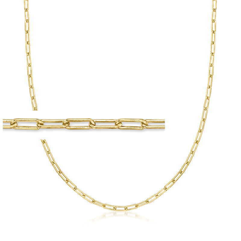 Gold vermeil paper-clip link chain necklace with rectangular chain links