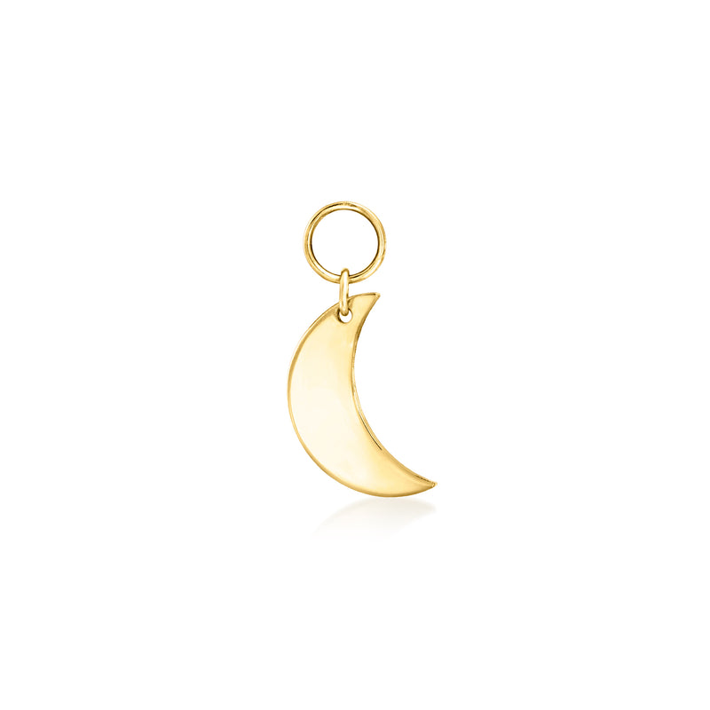 Italian 14kt yellow gold crescent moon hoop charm with small ring top