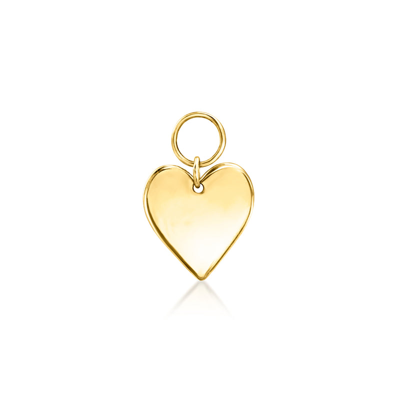 14kt yellow gold heart charm with open hoop connector, polished finish