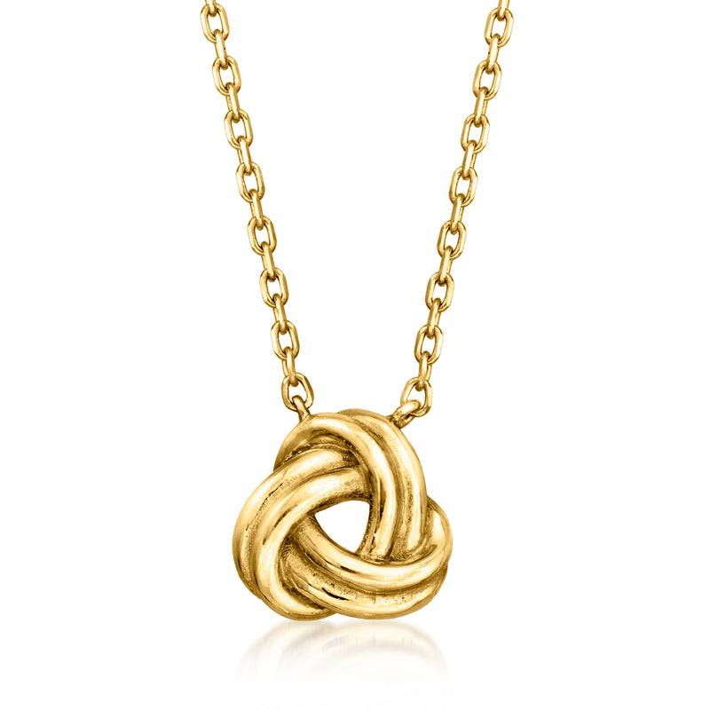 10kt yellow gold love knot pendant necklace with gold chain links