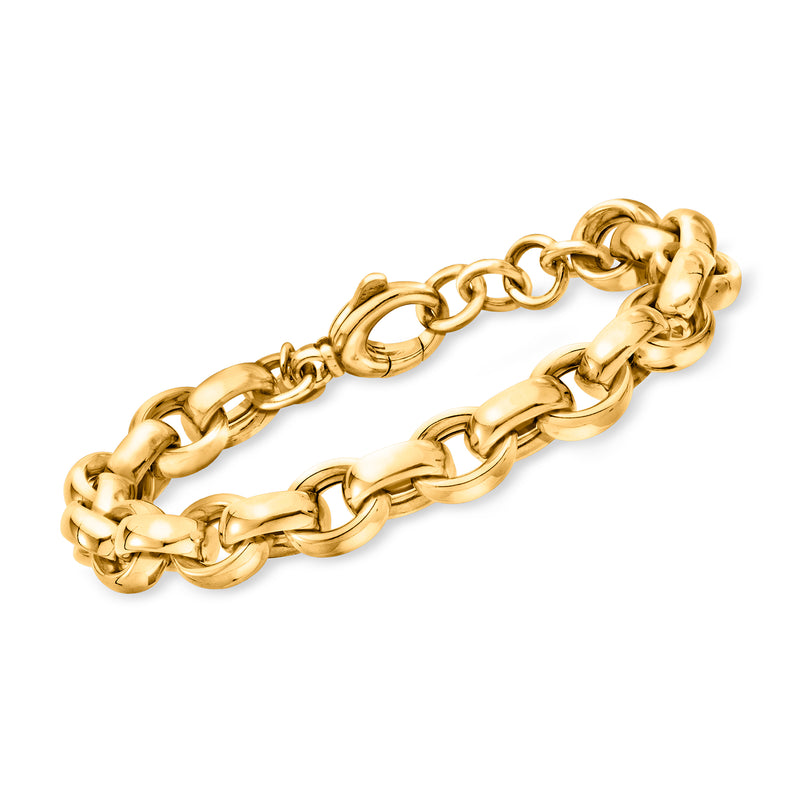 Gold-tone over sterling cable-link bracelet with chunky oval links