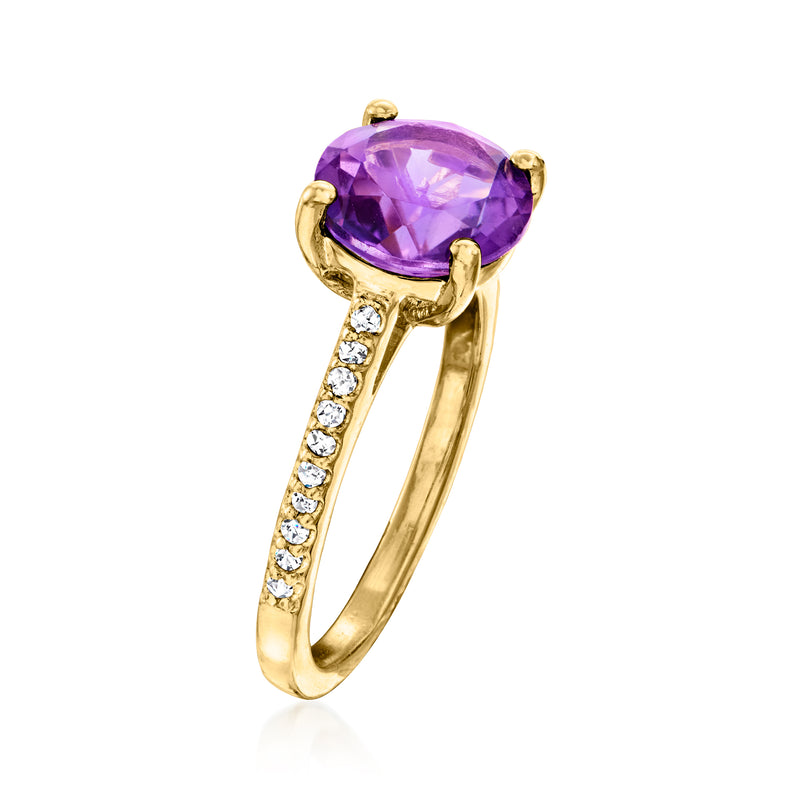 2.40 Carat Amethyst and .10 ct. t.w. White Zircon Ring in 18kt Gold Over Sterling