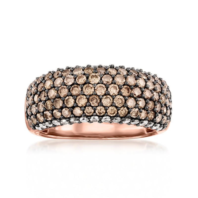 Le Vian pave diamond ring in 14kt rose gold with brown and white stones