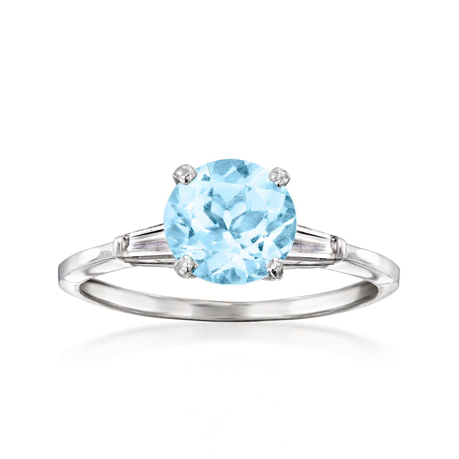 C. 1980 Vintage 2.00 Carat Sky Blue Topaz and .25 ct. t.w. Diamond Ring in Platinum