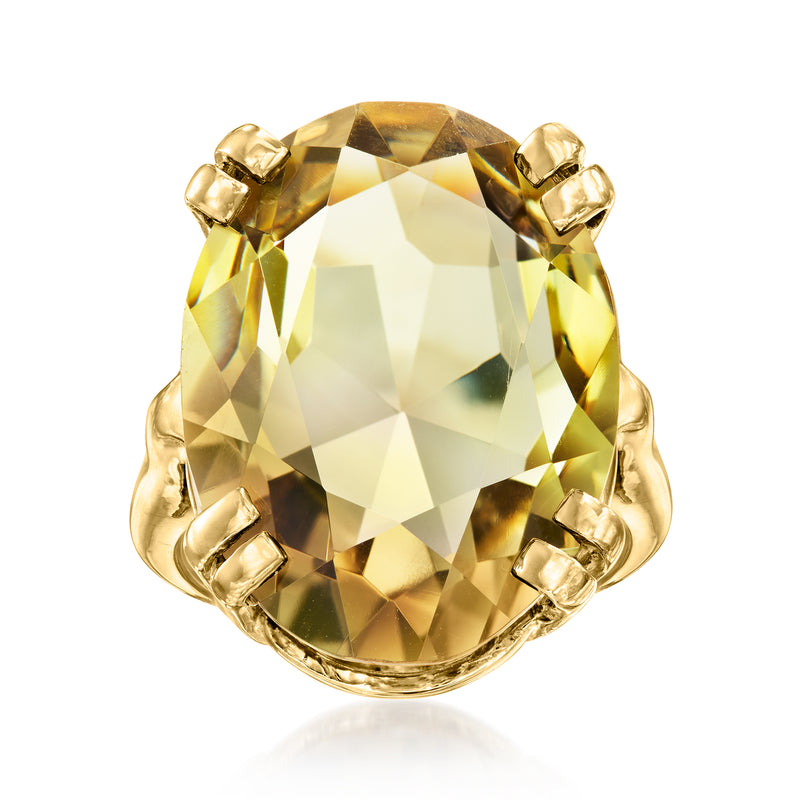 Vintage cushion-cut smoky quartz ring in 10kt yellow gold with four prongs
