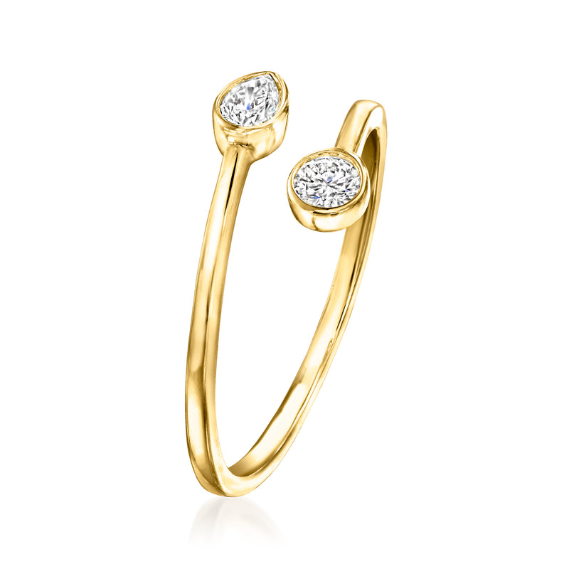 Toi et moi diamond ring in 14kt yellow gold with two round stones
