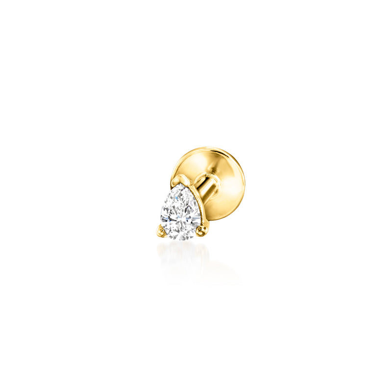 14kt yellow gold pear-shaped lab-grown diamond flat-back stud earring