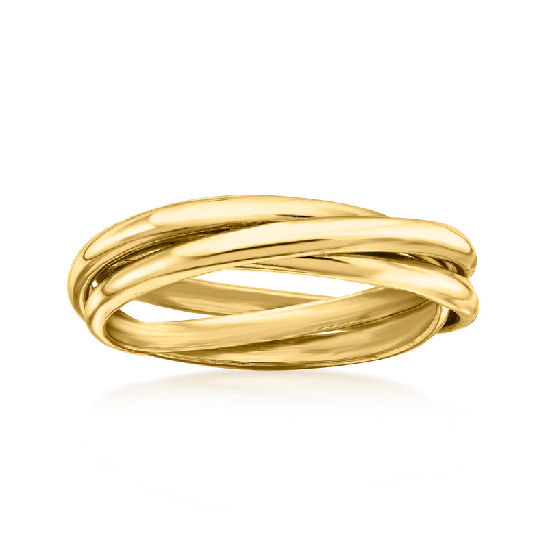 Italian 18kt gold over sterling petite rolling ring with polished ribbon bands