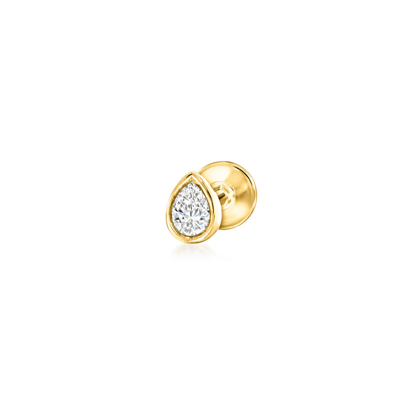 14kt yellow gold pear-shaped lab-grown diamond flat-back stud earring