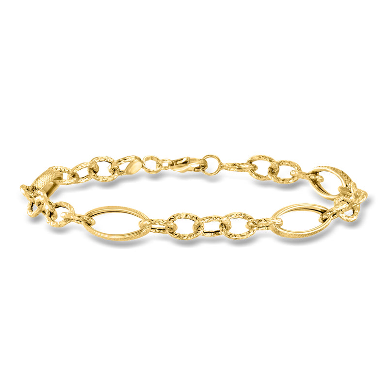 14kt yellow gold bracelet with alternating cable and oval links