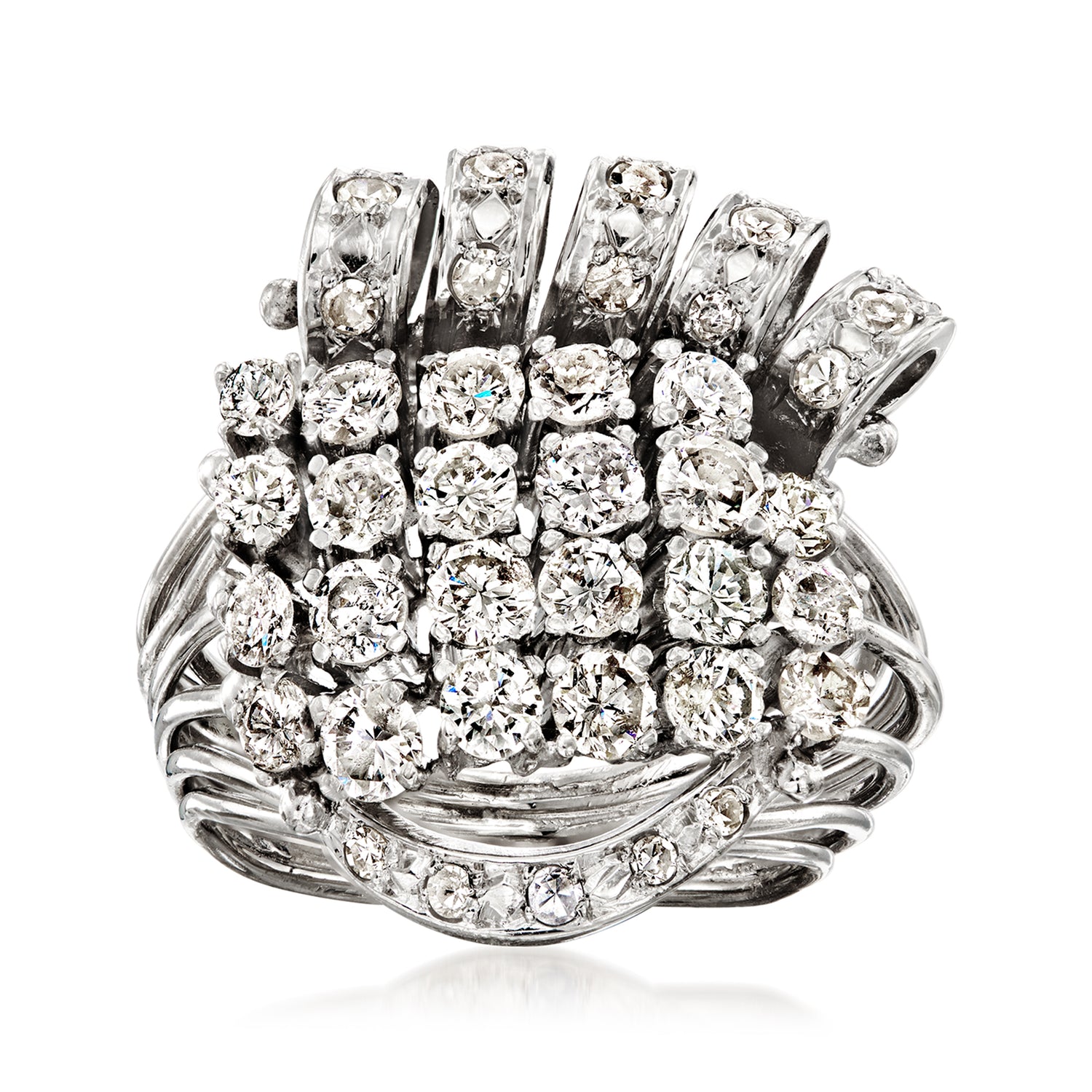 C. 1970 Vintage 2.40 ct. t.w. Diamond Cluster Ring in Platinum