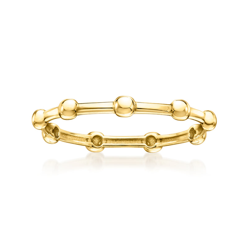 14kt yellow gold beaded station ring with small round bead stations