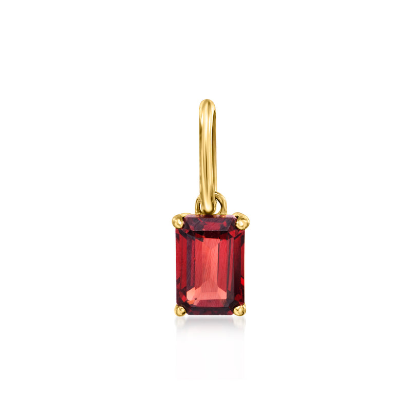 10kt yellow gold garnet pendant with rectangular red gemstone and bail