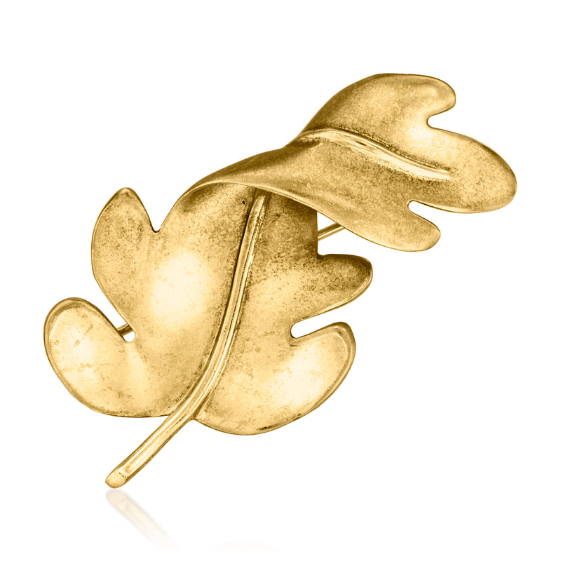 Vintage Tiffany 18kt yellow gold leaf pin, curved leaf design with small stem