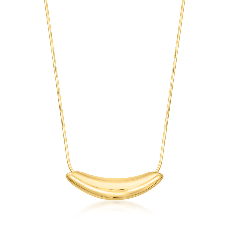 Gold over sterling organic bar pendant necklace on a fine chain