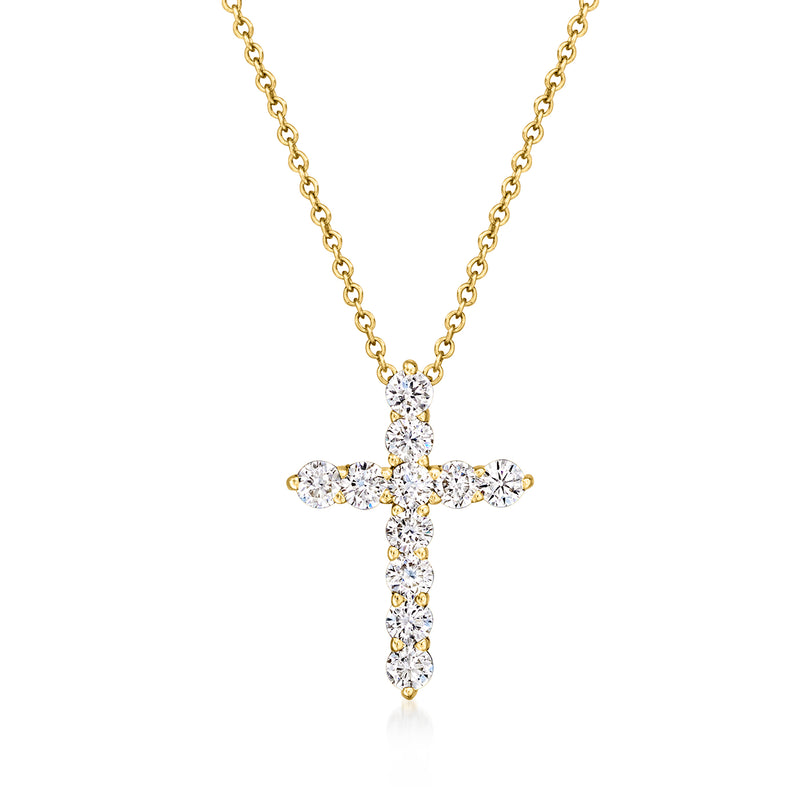 Diamond cross pendant necklace in 14kt yellow gold