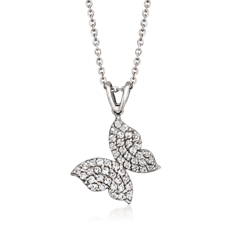 Vintage diamond butterfly pendant necklace in 18kt white gold