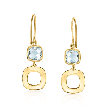 2.20 ct. t.w. Sky Blue Topaz Geometric Drop Earrings in 10kt Yellow Gold