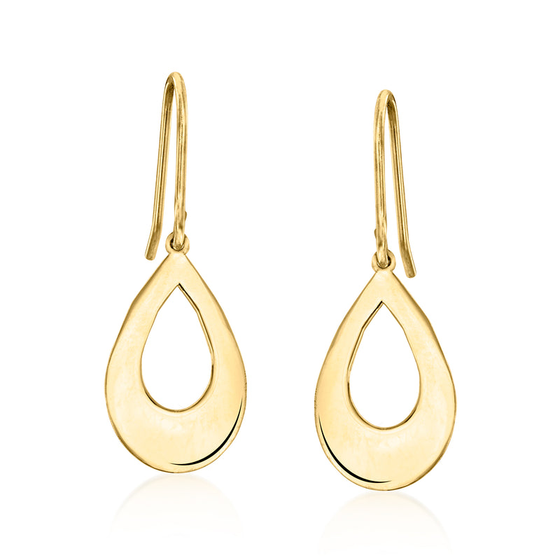 10kt yellow gold teardrop drop earrings with earwire hooks