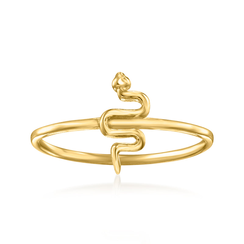 Petite snake ring in 18kt gold vermeil, slim band with coiled snake detail