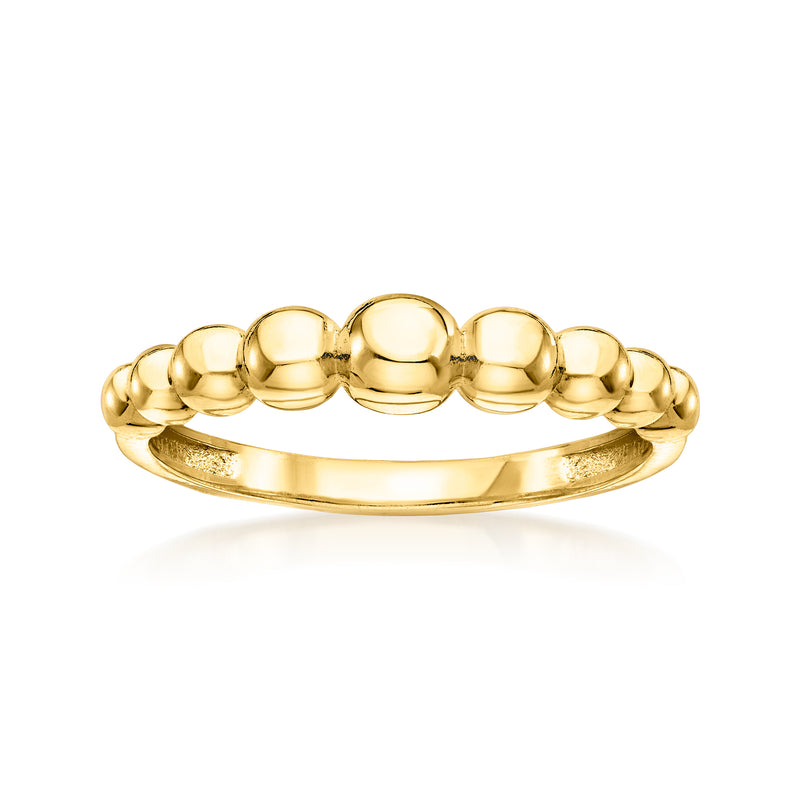 Gold vermeil graduated bead ring with smooth rounded links