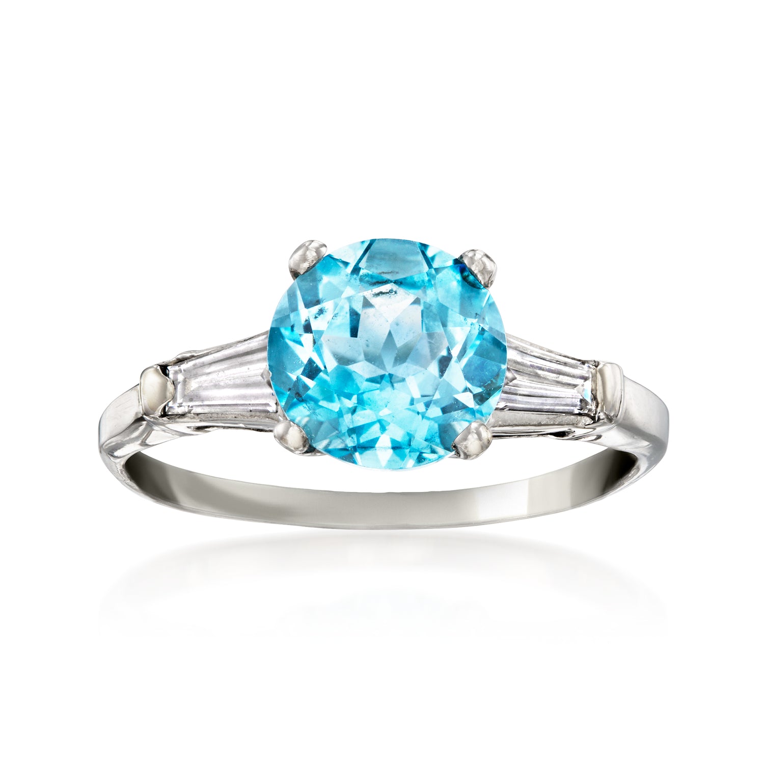 C. 1990 Vintage 2.00 Carat Sky Blue Topaz and .40 ct. t.w. Diamond Ring in Platinum