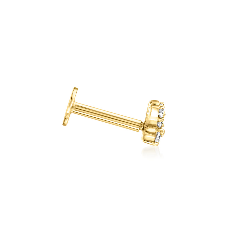 14kt yellow gold butterfly stud earring with post and flat-back clasp