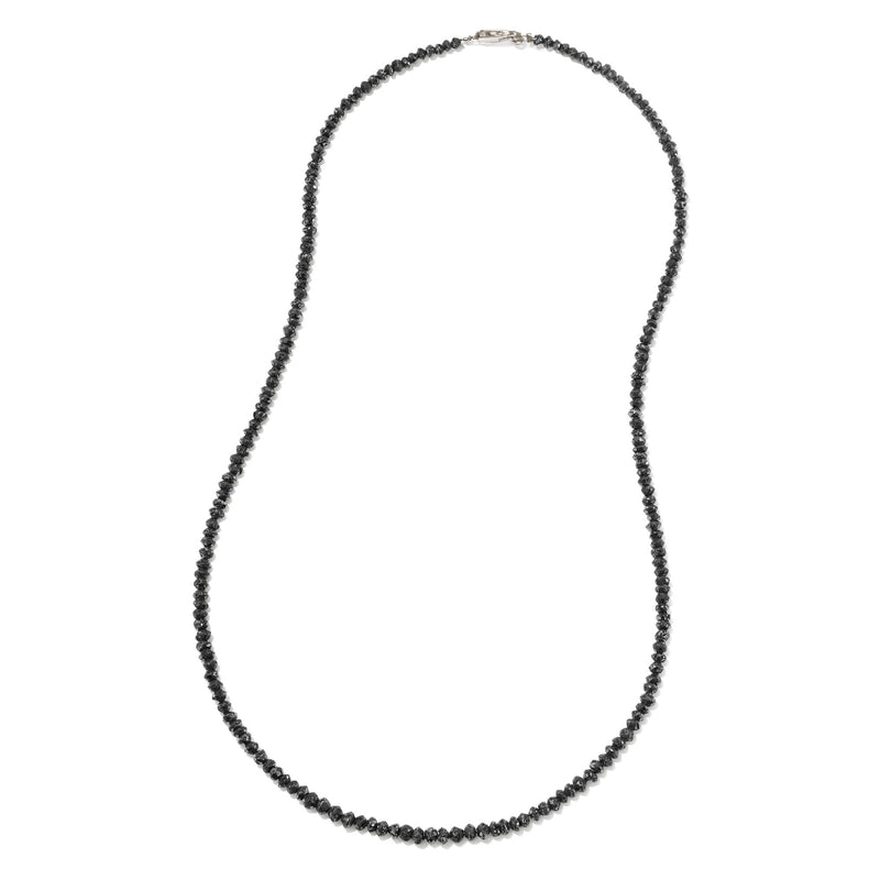 Black diamond bead necklace, oval single-strand design with dark sparkle beads