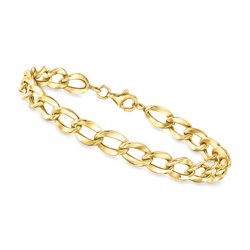 10kt yellow gold curb-link bracelet with lobster clasp, polished chain links