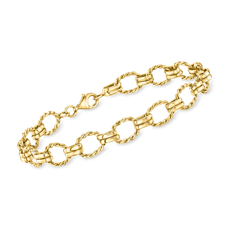 10kt yellow gold roped oval-link chain bracelet with oval clasp