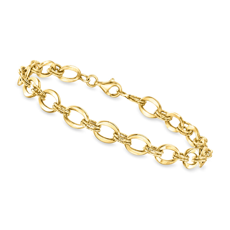 10kt yellow gold oval-link bracelet with clasp and linked oval links