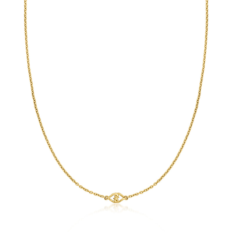 Vintage 14kt yellow gold double-heart necklace with link chain and heart clasp