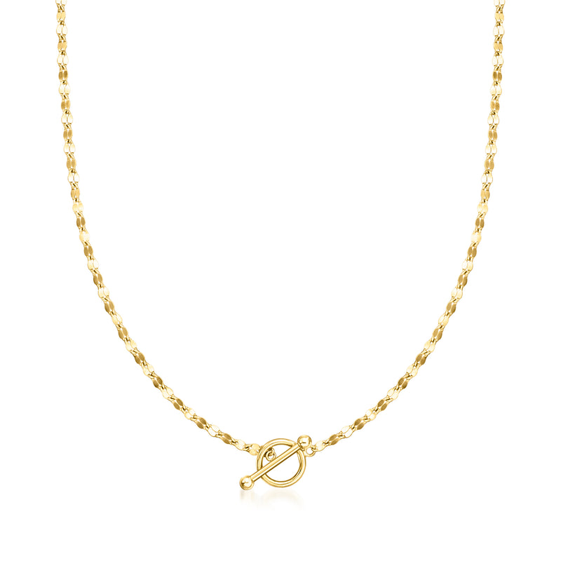 Gold vermeil chain toggle necklace with round bar clasp