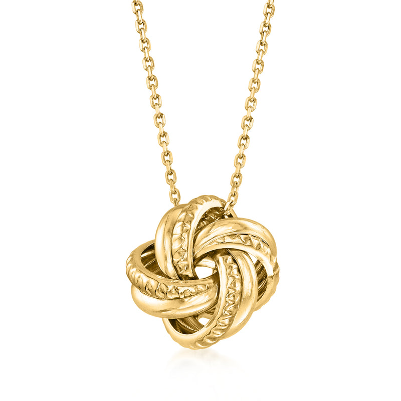 Gold over sterling love knot pendant necklace with round gold-tone chain