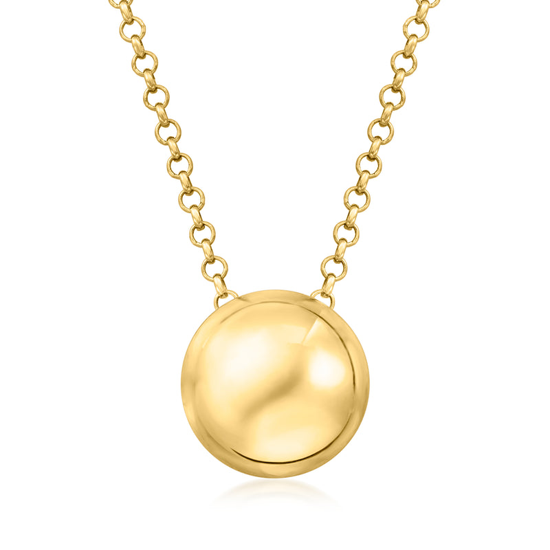 18kt gold over sterling rolo-chain bead necklace with round gold pendant