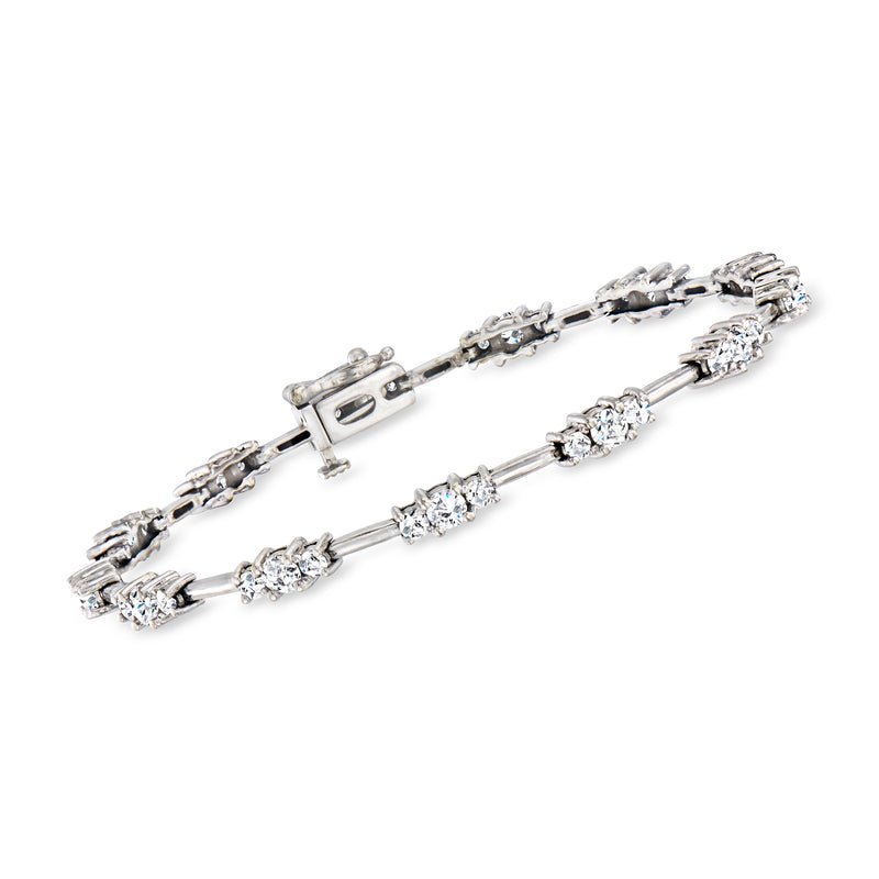 Vintage 14kt white gold diamond section bracelet with prong-set linked stones