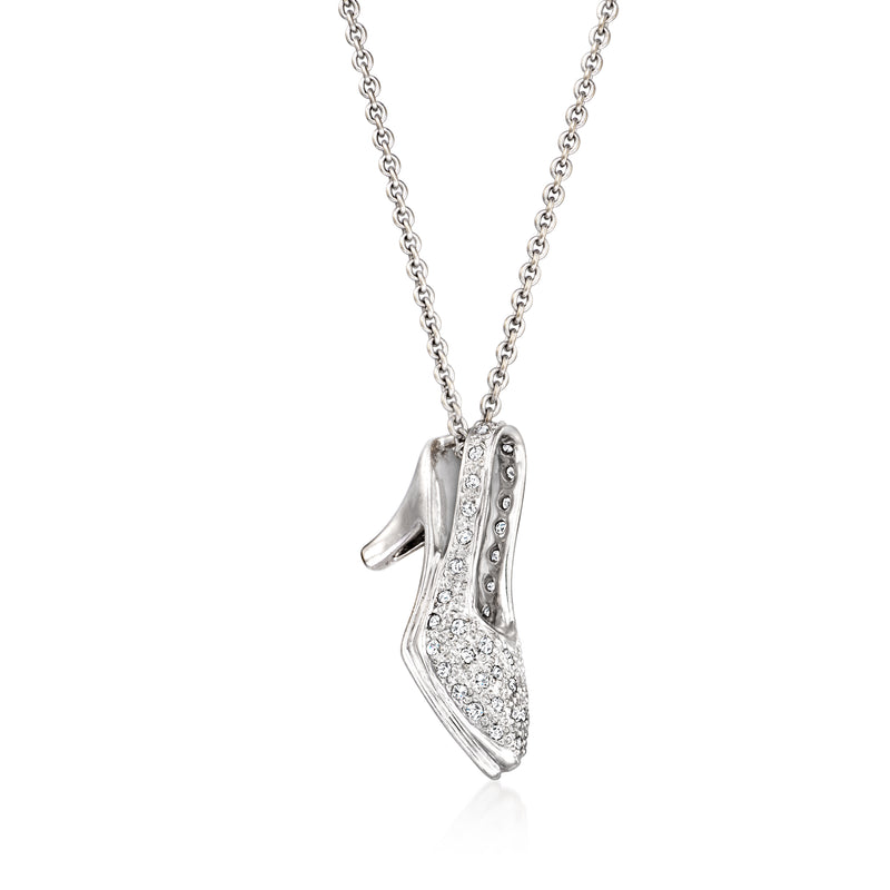 Vintage 18kt white gold stiletto heel pendant necklace with diamonds