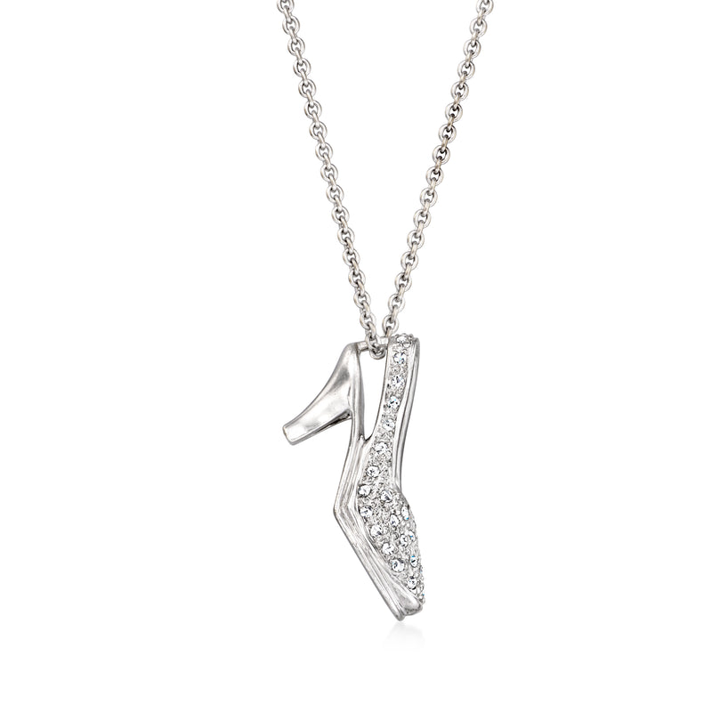 Vintage diamond stiletto heel pendant necklace in white gold