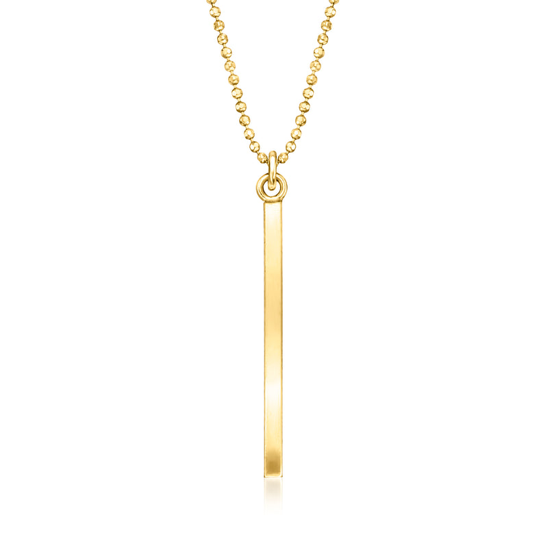 18kt gold vermeil linear bar necklace with round link chain and loop pendant