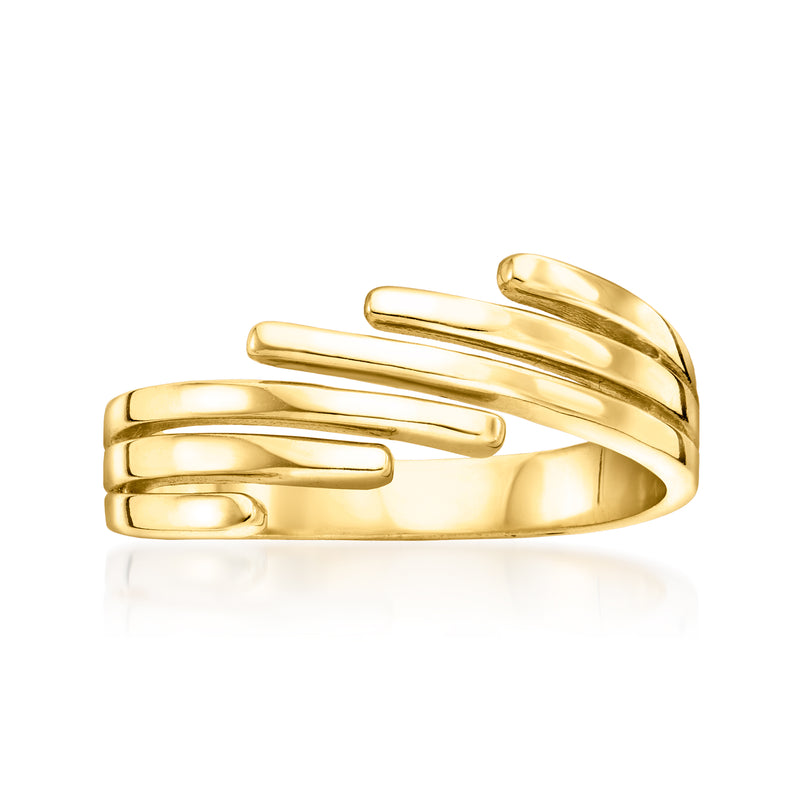 Gold over sterling graduated bypass ring with stacked, rounded band design