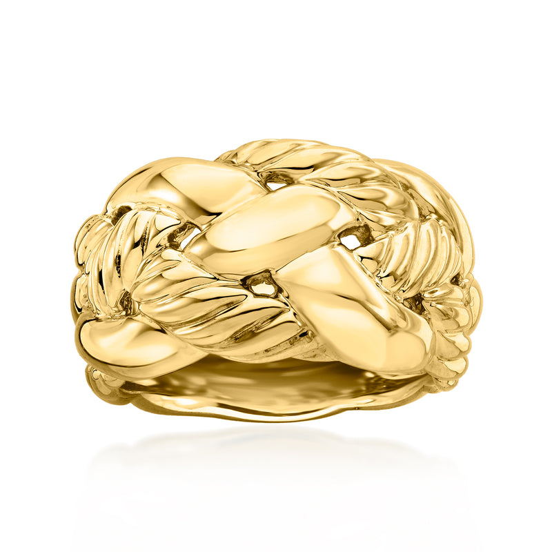Vintage David Yurman 18kt yellow gold braided ring, wide polished design