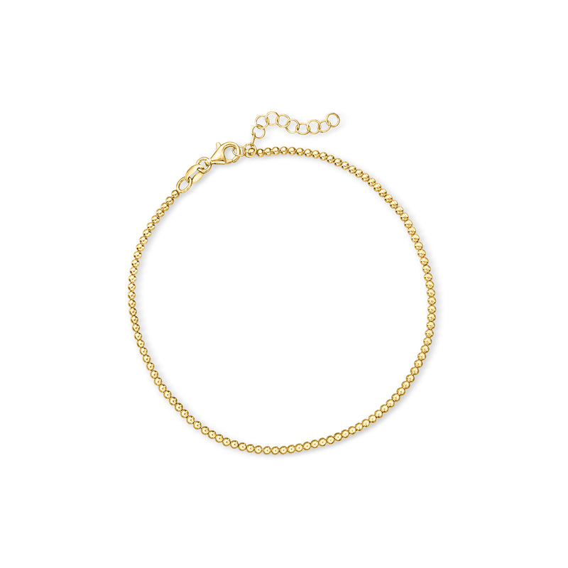 Gold-tone beaded chain anklet with spring-ring clasp and extender