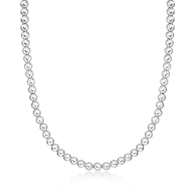 Sterling silver bead necklace with small round bead links, continuous chain