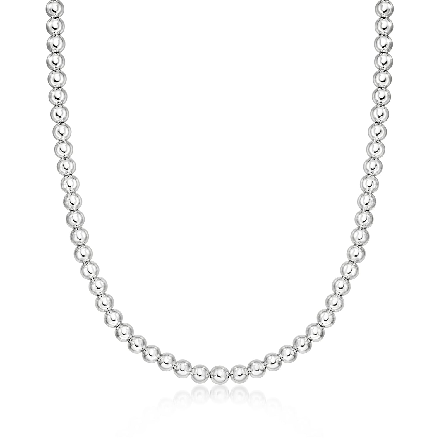 Italian 6mm Sterling Silver Bead Necklace