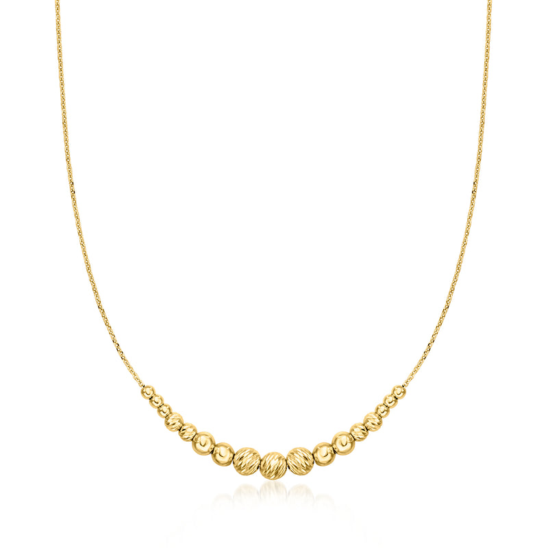 18kt gold over sterling bead station necklace with closely spaced round beads