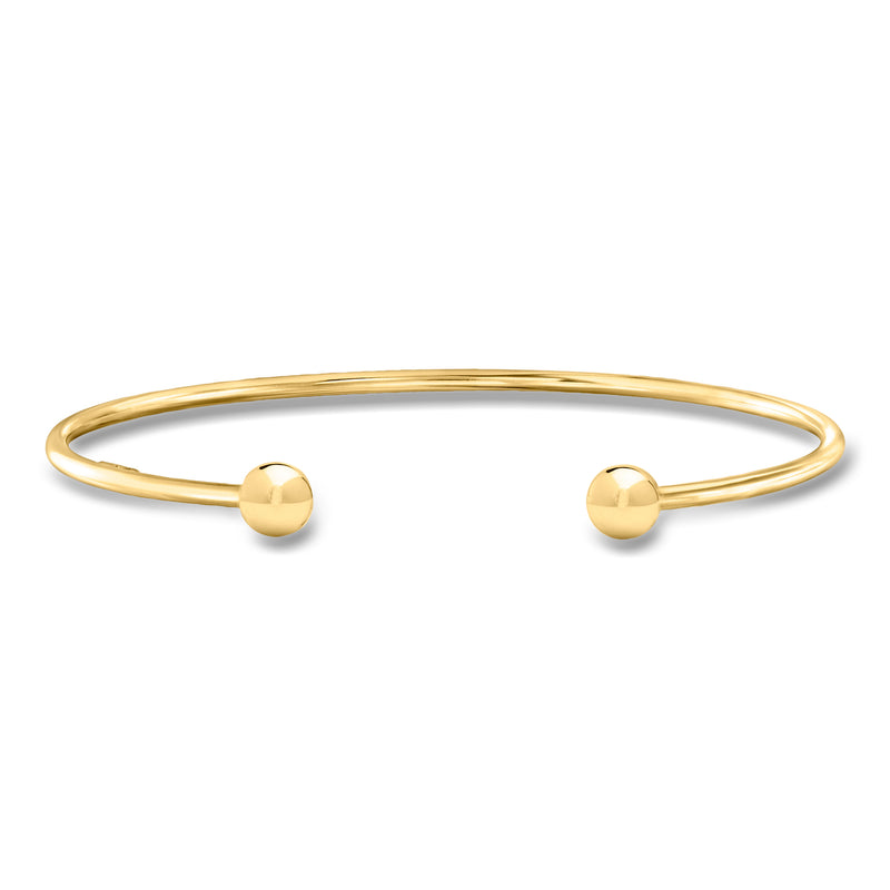 18kt gold bead cuff bracelet with two round bead accents