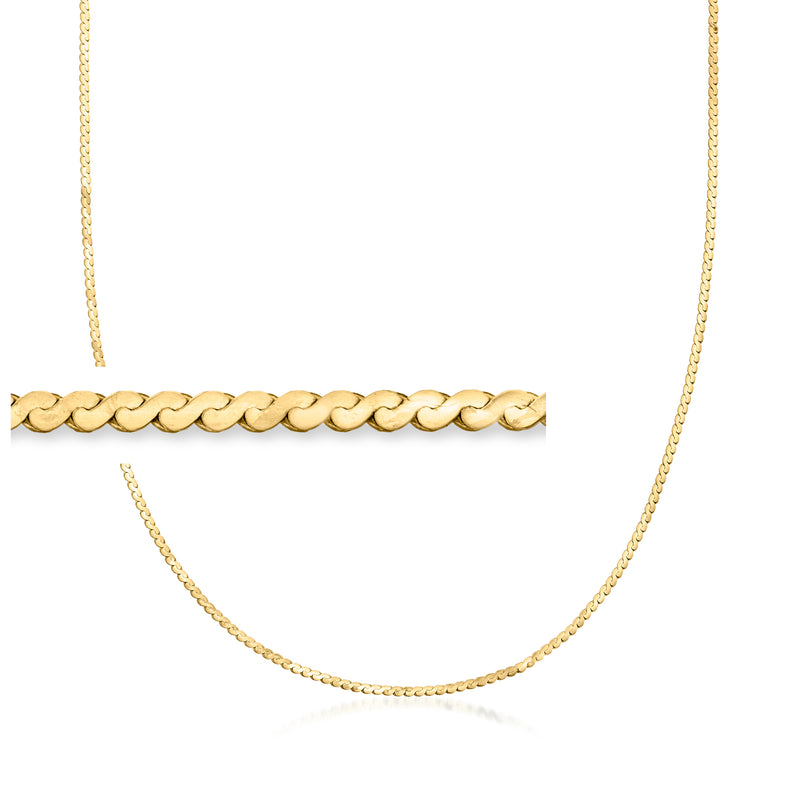 Vintage 14kt yellow gold S-link necklace chain with interlocking oval links